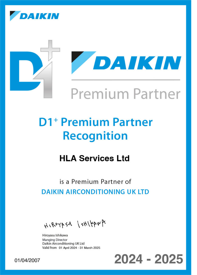 Daikin Premium Partner Certificate